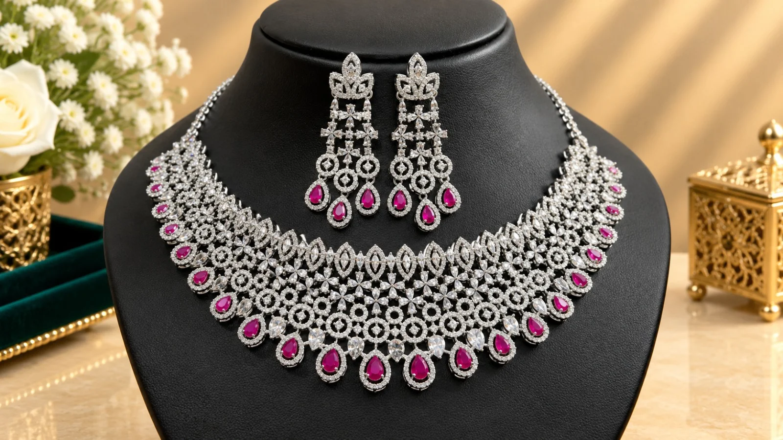 Chandbali Motif Royal Kundan & Meenakari Haar