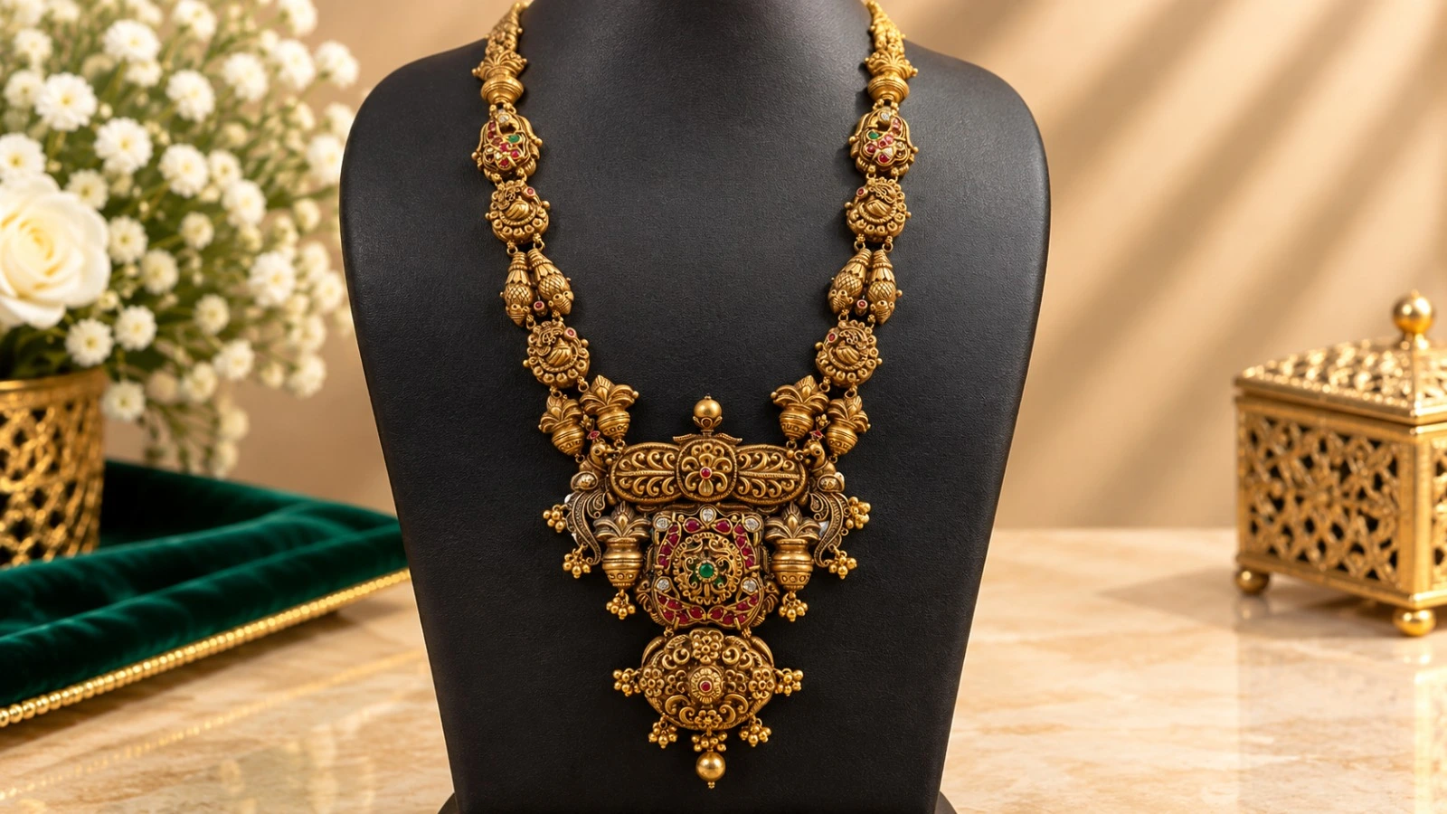 22K Royal Gold Meenakari Floral Haar