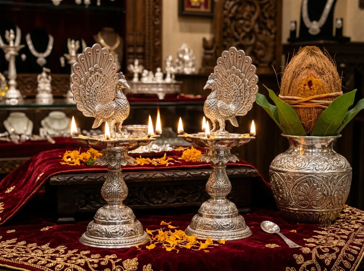 Auspicious 925 Silver Lakshmi Ganesha Idols & Gifting Coins