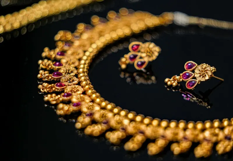 22K Gold Handcrafted Nakshi Choker Set